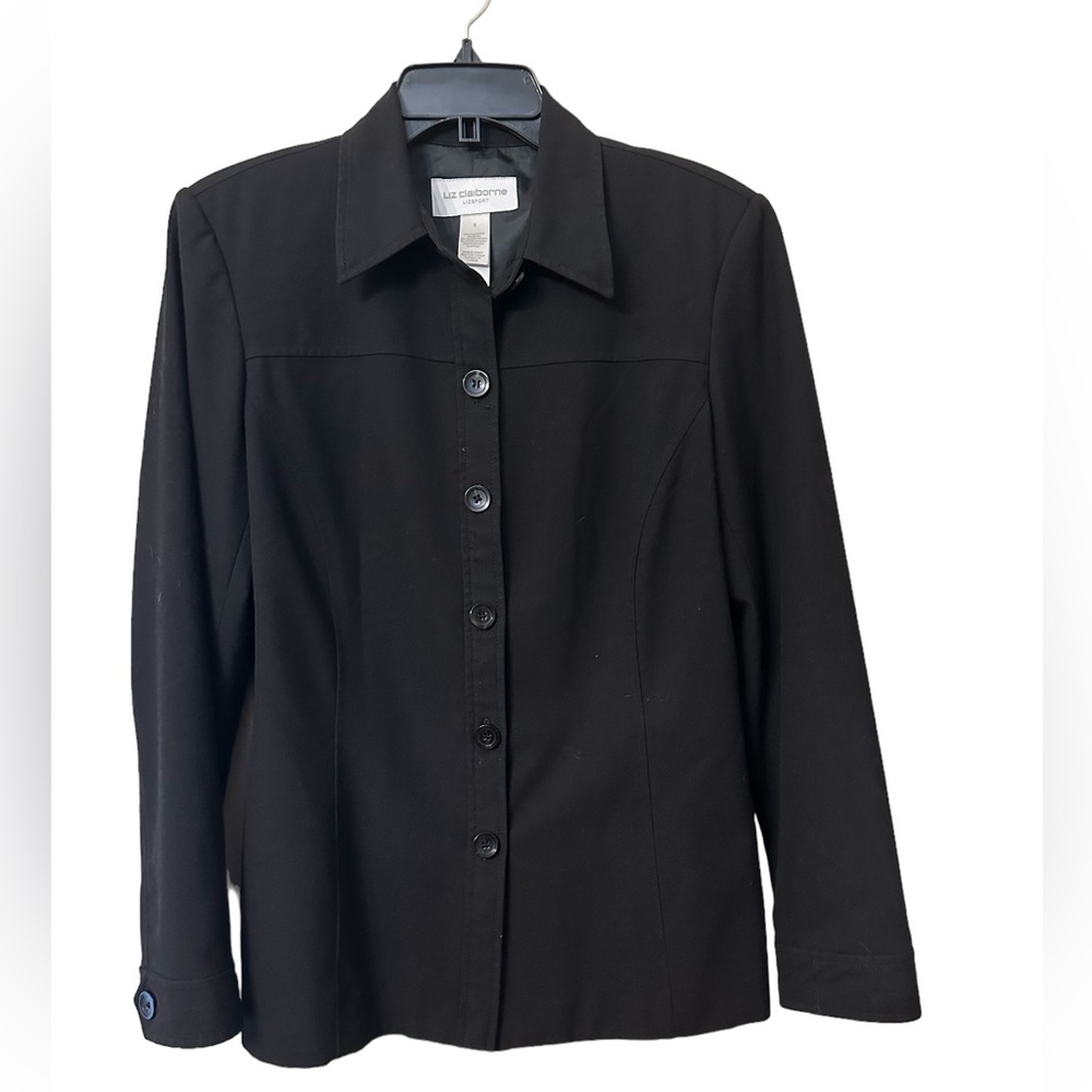 Liz Claiborne Womens Lizsport Black Button Jacket - Size 6
